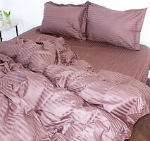 Фото MirSon Satin Stripe 30-0006 Dark Brown двоспальний King Size