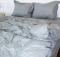 Фото MirSon Satin Stripe 30-0010 Light Gray двуспальный King Size