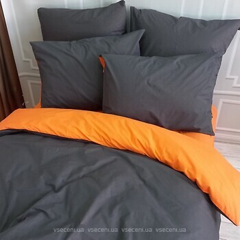 Фото Meriset Ранфорс Дуэт Антрацит/Оранжевый двуспальный на резинке