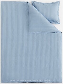 Фото H&M Світло-блакитний смуги жаккардові сатин односпальний (0924507003)