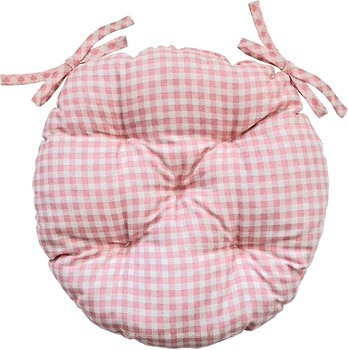 Фото Прованс Bella Рожева клітинка подушка на стілець кругла 40