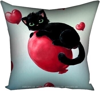 Фото Presentville Чорний котик на червоній кулі 50x50 (5P_LP261)