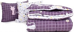 Фото MirSon Набір Bamboo 3033 Color Fun Line Whales зимовий 140x205 + 2 подушки 50x70