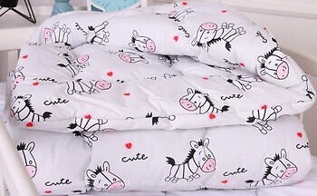 Фото MirSon набір Kids Time 20-0040 Cute White Zebra бавовна зимова 140x205 + подушка 50x70