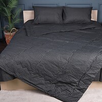 Фото MirSon Набір Bamboo 2931 Color Fun Line Stripe Black літня 110x140 + 2 подушки + 2 наволочки + простирадло