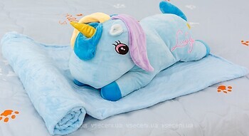 Фото MirSon 1068 Плед і подушка Unicorn With Blue Mane 100x160