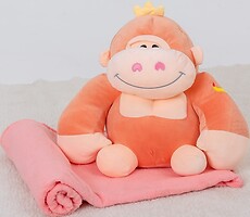 Фото MirSon 1071 Плед и подушка Monkey peach 120x160