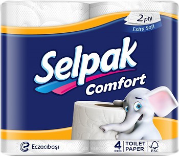 Фото Selpak Туалетний папір Comfort 2-шаровий 4 шт