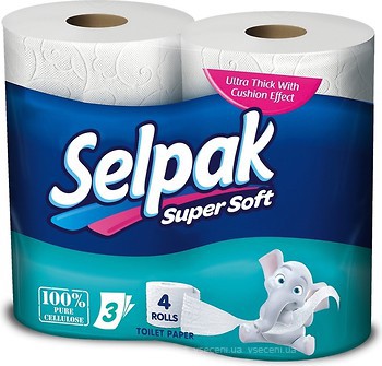 Фото Selpak Туалетний папір Super Soft 3-шаровий 4 шт