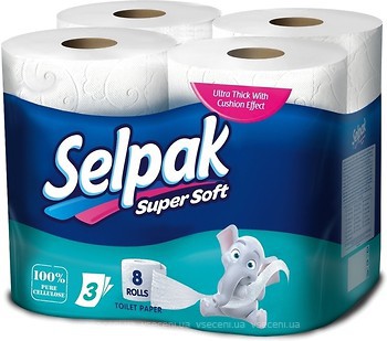 Фото Selpak Туалетний папір Super Soft 3-шаровий 8 шт