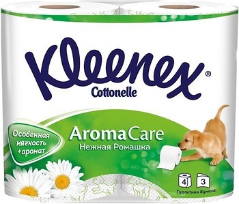 Фото Kleenex Туалетний папір Aroma Care Ніжна ромашка 3-шаровий 4 шт