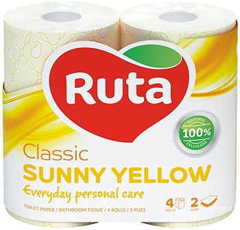 Фото Ruta Туалетний папір Classic Sunny Yellow 2-шаровий 4 шт