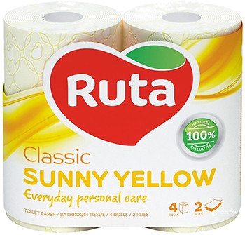 Фото Ruta Туалетная бумага Classic Sunny Yellow 2-слойная 4 шт