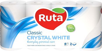 Фото Ruta Туалетний папір Classic Crystal White 2-шаровий 8 шт