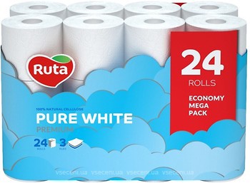 Фото Ruta Туалетная бумага Pure White 3-слойная 24 шт