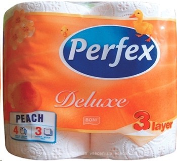 Фото Perfex Туалетний папір Deluxe Персик 3-шаровий 4 шт