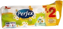 Фото Perfex Туалетная бумага Deluxe Ромашка 3-слойная 8+2 шт