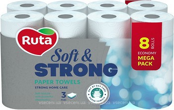 Фото Ruta Паперові рушники Soft & Strong 3-шарові 8 шт