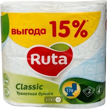 Фото Ruta Туалетная бумага 100% Paper Classic 2-слойная 4 шт