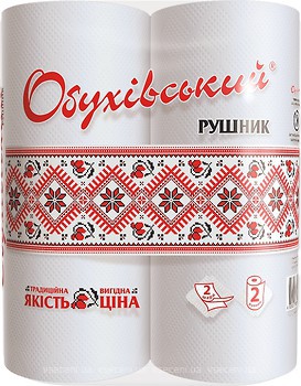 Фото Обухів Паперові рушники 2-шарові білі 2 шт