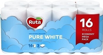 Фото Ruta Туалетний папір Pure White 3-шаровий 16 шт