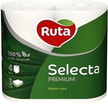 Фото Ruta Туалетний папір Selecta Premium 3-шаровий 4 шт