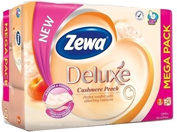 Фото Zewa Туалетний папір Deluxe Cashmere Peach 3-шаровий 24 шт