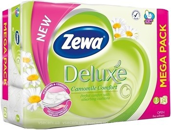 Фото Zewa Туалетний папір Deluxe Camomile Comfort 3-шаровий 24 шт