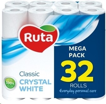 Фото Ruta Туалетний папір Classic Crystal White 2-шаровий 32 шт