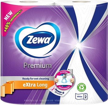 Фото Zewa Бумажные полотенца Premium Extra Long 2-слойные 2 шт