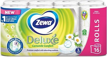 Фото Zewa Туалетний папір Deluxe Ромашка 3-шаровий 8 шт