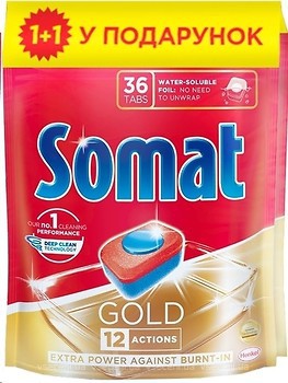 Фото Somat Таблетки для посудомоечных машин Gold Duo 2x36 шт