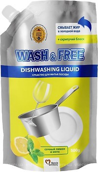Фото Wash&Free Засіб для миття посуду Лимон і м'ята 500 г