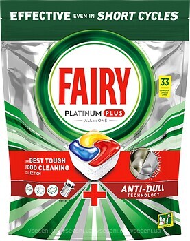 Фото Fairy капсулы для посудомоечных машин Platinum Plus All in 1 Лимон 33 шт