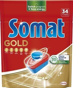 Фото Somat таблетки для посудомийних машин Gold 34 шт