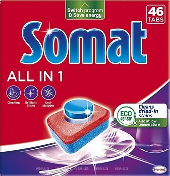 Фото Somat таблетки для посудомийних машин All in 1 46 шт