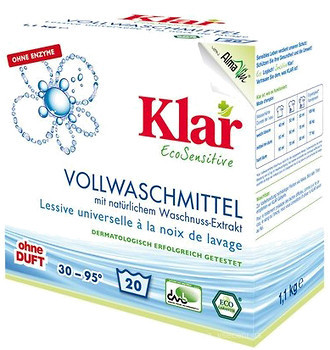 Фото Klar Органічний універсальний пральний порошок з екстрактом мильного горіха 1,1 кг