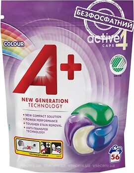 Фото A+ Капсулы для стирки 4 in 1 Color 56 шт