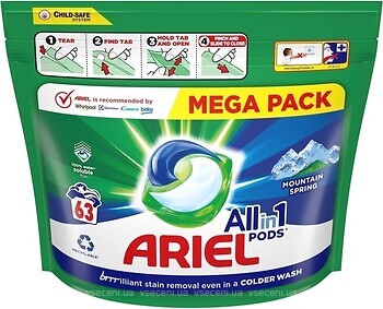 Фото Ariel капсулы для стирки All in 1 Pods Mountain Spring 63 шт