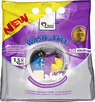 Фото Wash&Free порошок для прання Universal Жасмін та лаванда з марсельським милом 1.5 кг