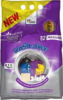 Фото Wash&Free порошок для прання Universal Жасмін та лаванда з марсельським милом 4.1 кг