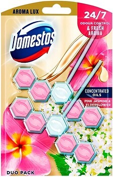 Фото Domestos туалетний блок Aroma Lux Свіжість рожевого жасмину та квітів бузини 2x 55 г