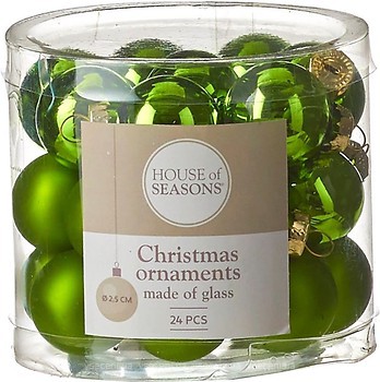 Фото House of Seasons набір куль зелений 2.5 см, 24 шт