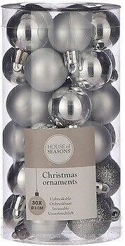 Фото House of Seasons набір куль срібний 3 см, 30 шт (8718861797381)