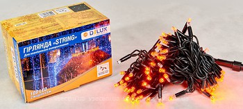 Фото Delux String 100 LED 2x5 м янтарний/чорний IP44 (90015261)