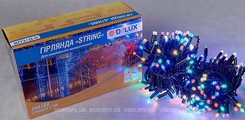 Фото Delux String 200 LED 2x 10 м чорний/мультиколор IP44 EN (90016609)