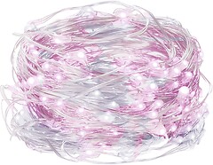 Фото Springos гирлянда линейная 100 LED 9.9 м холодный белый/розовый (CL0025)
