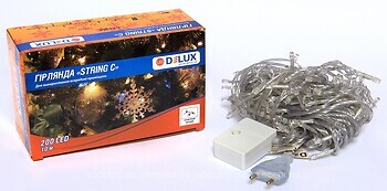 Фото Delux String C 200 LED 10 м теплий-білий/прозорий IP20 (90017981)