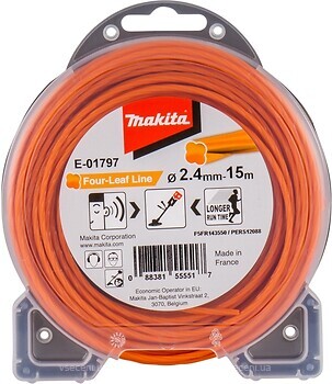 Фото Makita Кручена квітка Four-Leaf Line 2.4 мм 15 м (E-01797)