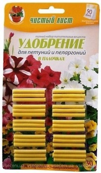 Фото Чистый Лист Удобрение в палочках для петуний и пеларгоний 30 шт